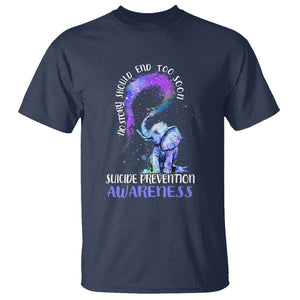 Suicide Prevention Awareness T Shirt No Story Should End Teal Purple Ribbon Suicide Prevention TS02 Navy Printyourwear