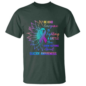 Suicide Prevention Awareness T Shirt Be Kind Everyone Is Fighting A Battle Suicide Awareness TS02 Dark Forest Green Printyourwear