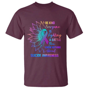 Suicide Prevention Awareness T Shirt Be Kind Everyone Is Fighting A Battle Suicide Awareness TS02 Maroon Printyourwear