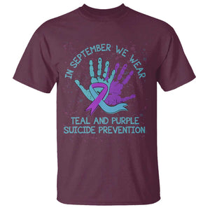 Suicide Prevention Awareness T Shirt In September We Wear Teal Purple Ribbon Suicide Awareness TS02 Maroon Printyourwear