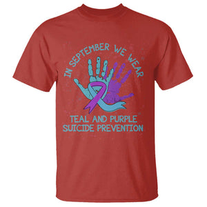 Suicide Prevention Awareness T Shirt In September We Wear Teal Purple Ribbon Suicide Awareness TS02 Red Printyourwear