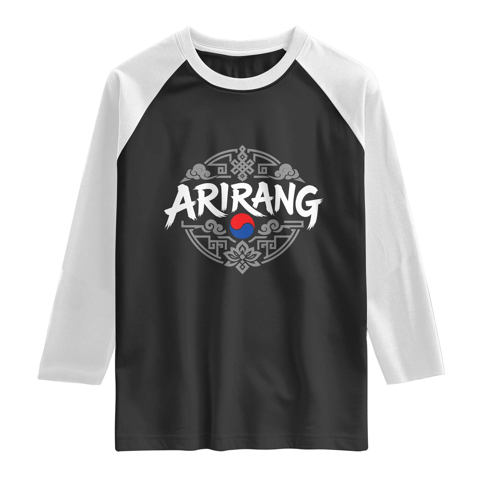 Traditional Arirang Korean Heritage Taeguk Folk Culture Emblem Graphic Raglan Shirt