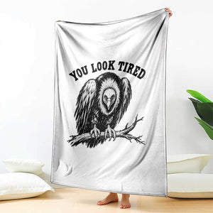You Look Tired Perching Vulture Vuntage Linocut Graphic Throw Blanket Sarcastic Dark Humor Bird Watching