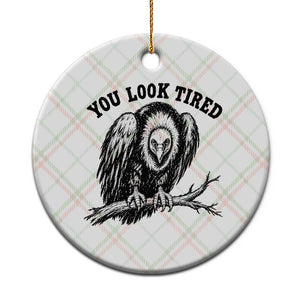 You Look Tired Perching Vulture Vuntage Linocut Graphic Ceramic Ornament Sarcastic Dark Humor Bird Watching