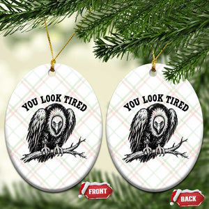 You Look Tired Perching Vulture Vuntage Linocut Graphic Ceramic Ornament Sarcastic Dark Humor Bird Watching