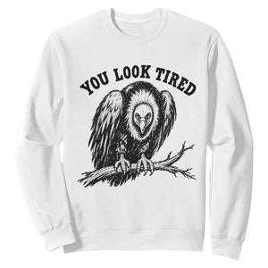You Look Tired Perching Vulture Vuntage Linocut Graphic Sweatshirt Sarcastic Dark Humor Bird Watching