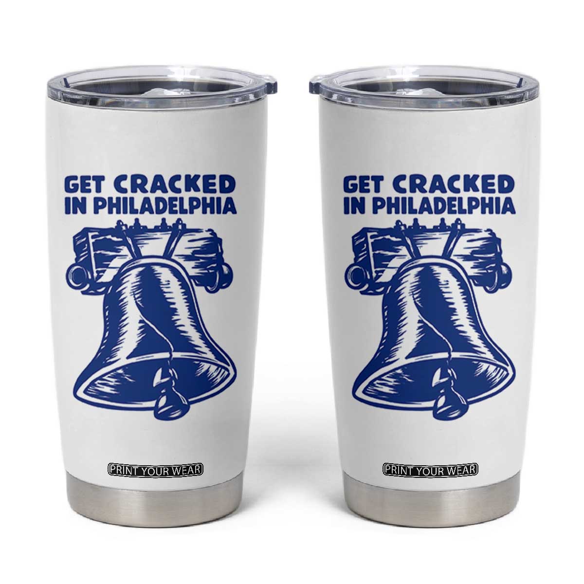 Get Cracked In Philadelphia Liberty Bell Graphic Tumbler Cup Funny Philly Party Travel Souvenir