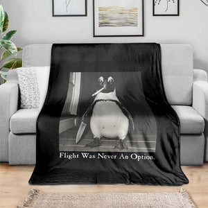 Flight Was Never An Option Penguin Knife Cigarette Graphic Throw Blanket Funny Absurdist Meme