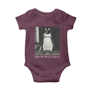 Flight Was Never An Option Penguin Knife Cigarette Graphic Baby Onesie Funny Absurdist Meme