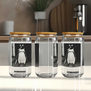 Flight Was Never An Option Penguin Knife Cigarette Graphic Glass Can Funny Absurdist Meme