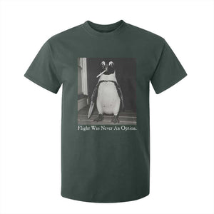 Flight Was Never An Option Penguin Knife Cigarette Graphic T Shirt For Kid Funny Absurdist Meme