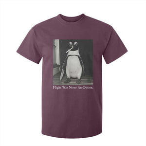 Flight Was Never An Option Penguin Knife Cigarette Graphic T Shirt For Kid Funny Absurdist Meme
