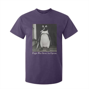 Flight Was Never An Option Penguin Knife Cigarette Graphic T Shirt For Kid Funny Absurdist Meme