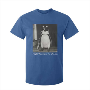 Flight Was Never An Option Penguin Knife Cigarette Graphic T Shirt For Kid Funny Absurdist Meme