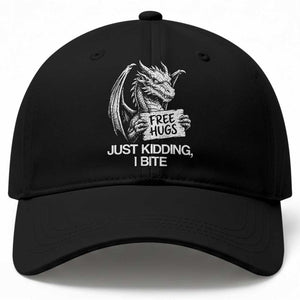 Free Hugs Just Kidding I Bite Fantasy Dragon Baseball Cap Sarcastic Introvert Humor