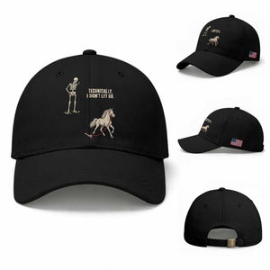 Funny Skeleton Horse Riding Humor Baseball Cap Technically I Didnt Let Go Equestrian Gift