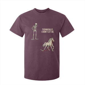 Funny Skeleton Horse Riding Humor T Shirt For Kid Technically I Didnt Let Go Equestrian Gift