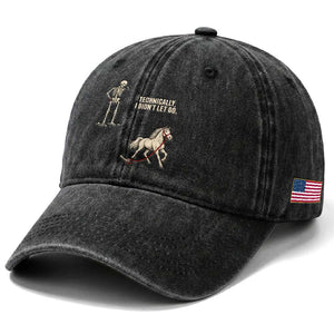 Funny Skeleton Horse Riding Humor Washed Cotton Baseball Cap Technically I Didnt Let Go Equestrian Gift