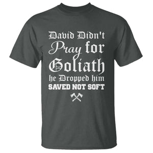 Bold Christian Warrior Faith T Shirt David Didnt Pray For Goliath He Dropped Him Saved Not Sof
