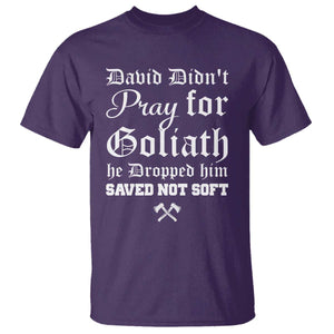 Bold Christian Warrior Faith T Shirt David Didnt Pray For Goliath He Dropped Him Saved Not Sof