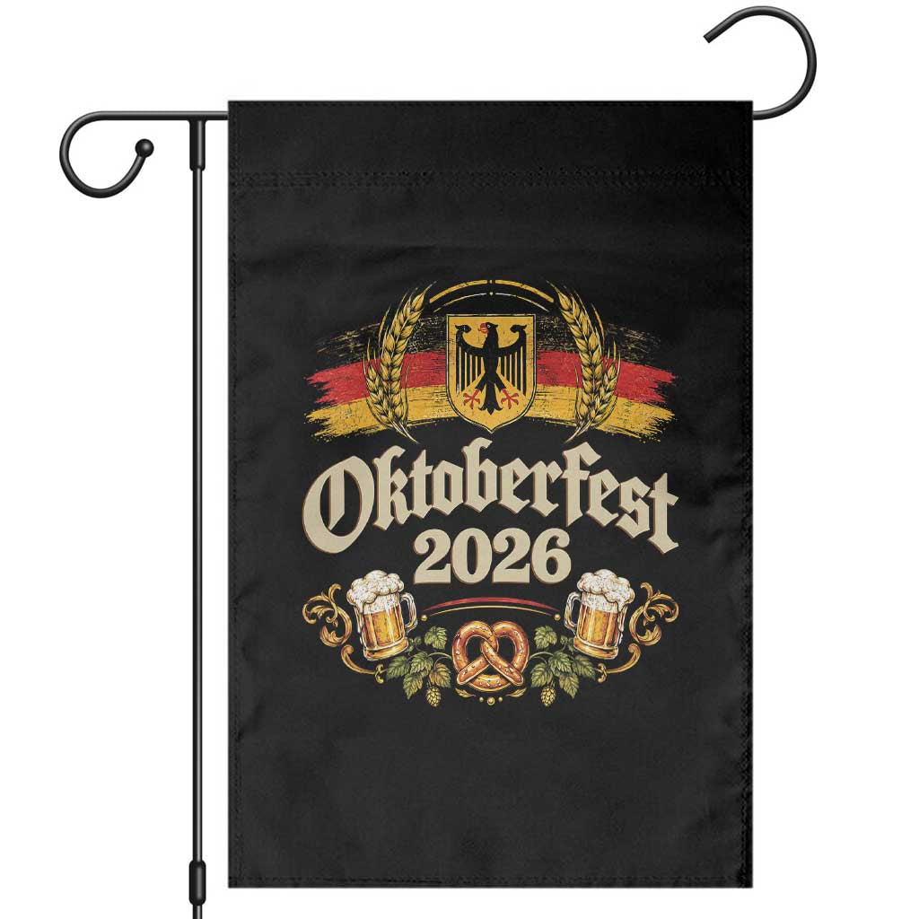 Oktoberfest 2026 German Flag Pretzel Beer Mug Graphic Garden Flag Vintage Bavarian Festival
