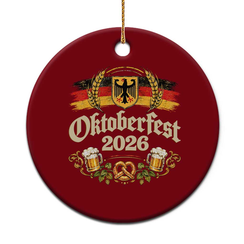 Oktoberfest 2026 German Flag Pretzel Beer Mug Graphic Ceramic Ornament Vintage Bavarian Festival