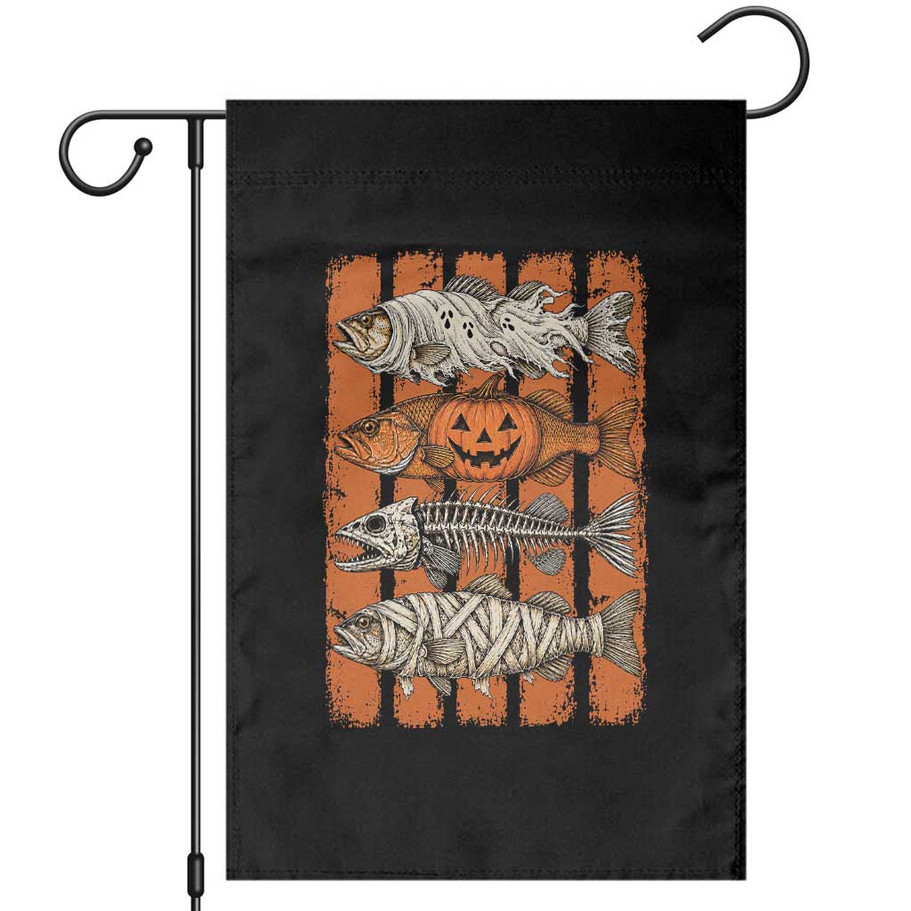 Vintage Fish Ghost Skeleton Pumpkin Mummy Preppy Aesthetic Garden Flag Spooky Fishing Halloween Costume Fisherman Gift