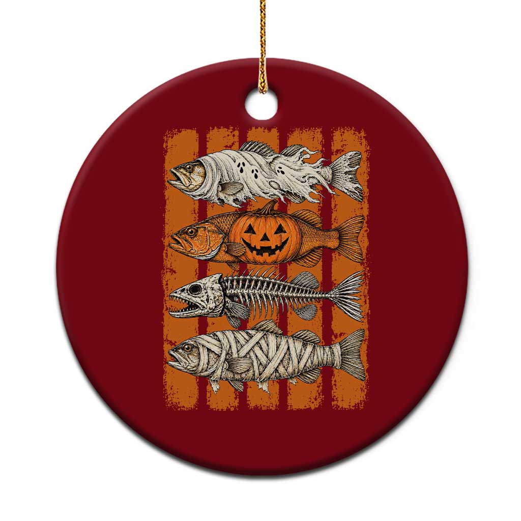 Vintage Fish Ghost Skeleton Pumpkin Mummy Preppy Aesthetic Ceramic Ornament Spooky Fishing Halloween Costume Fisherman Gift