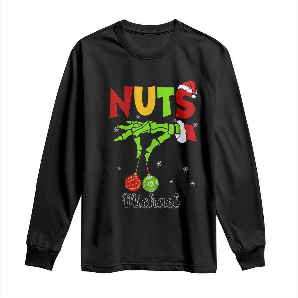 Personalized Christmas Matching Couple Long Sleeve Shirt Custom Name Chestnuts Xmas Funny Nuts TS02 Black Print Your Wear