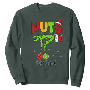 Personalized Christmas Matching Couple Sweatshirt Custom Name Chestnuts Xmas Funny Nuts TS02 Dark Forest Green Print Your Wear