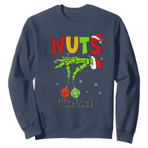 Personalized Christmas Matching Couple Sweatshirt Custom Name Chestnuts Xmas Funny Nuts TS02 Navy Print Your Wear