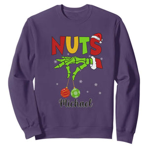 Personalized Christmas Matching Couple Sweatshirt Custom Name Chestnuts Xmas Funny Nuts TS02 Purple Print Your Wear