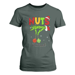 Personalized Christmas Matching Couple T Shirt For Women Custom Name Chestnuts Xmas Funny Nuts TS02 Dark Forest Green Print Your Wear