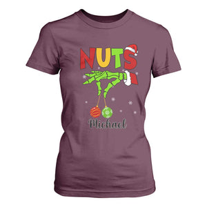 Personalized Christmas Matching Couple T Shirt For Women Custom Name Chestnuts Xmas Funny Nuts TS02 Maroon Print Your Wear