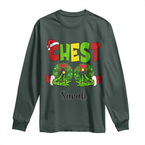 Personalized Christmas Matching Couple Long Sleeve Shirt Custom Name Chestnuts Xmas Funny Chest TS02 Dark Forest Green Print Your Wear