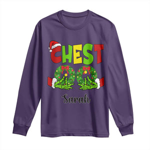 Personalized Christmas Matching Couple Long Sleeve Shirt Custom Name Chestnuts Xmas Funny Chest TS02 Purple Print Your Wear