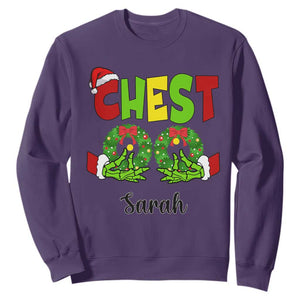 Personalized Christmas Matching Couple Sweatshirt Custom Name Chestnuts Xmas Funny Chest TS02 Purple Print Your Wear