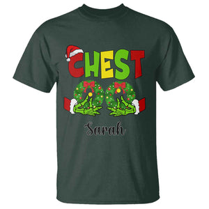 Personalized Christmas Matching Couple T Shirt Custom Name Chestnuts Xmas Funny Chest TS02 Dark Forest Green Print Your Wear