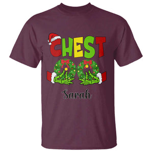 Personalized Christmas Matching Couple T Shirt Custom Name Chestnuts Xmas Funny Chest TS02 Maroon Print Your Wear