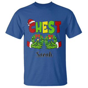 Personalized Christmas Matching Couple T Shirt Custom Name Chestnuts Xmas Funny Chest TS02 Royal Blue Print Your Wear