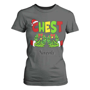 Personalized Christmas Matching Couple T Shirt For Women Custom Name Chestnuts Xmas Funny Chest TS02 Dark Heather Print Your Wear