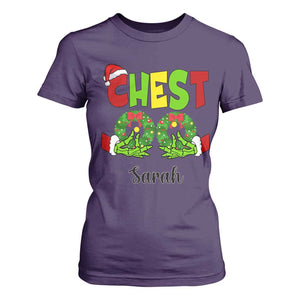 Personalized Christmas Matching Couple T Shirt For Women Custom Name Chestnuts Xmas Funny Chest TS02 Purple Print Your Wear