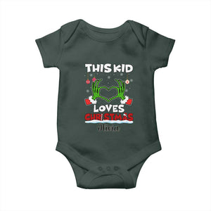 Personalized Funny Christmas Lover Baby Onesie Custom Kids Name Skeleton Hand Heart TS02 Dark Forest Green Print Your Wear