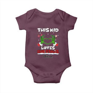 Personalized Funny Christmas Lover Baby Onesie Custom Kids Name Skeleton Hand Heart TS02 Maroon Print Your Wear