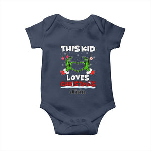 Personalized Funny Christmas Lover Baby Onesie Custom Kids Name Skeleton Hand Heart TS02 Navy Print Your Wear