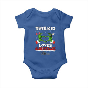 Personalized Funny Christmas Lover Baby Onesie Custom Kids Name Skeleton Hand Heart TS02 Royal Blue Print Your Wear