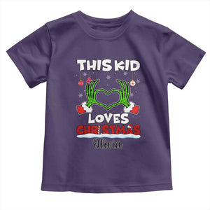 Personalized Funny Christmas Lover Baby Shirt Custom Kids Name Skeleton Hand Heart TS02 Purple Print Your Wear