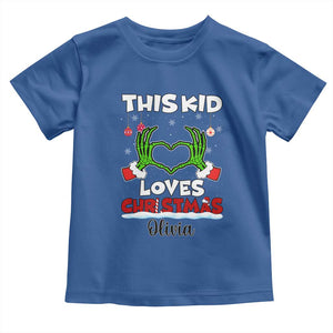 Personalized Funny Christmas Lover Baby Shirt Custom Kids Name Skeleton Hand Heart TS02 Royal Blue Print Your Wear