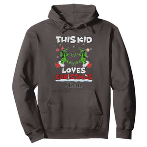 Personalized Funny Christmas Lover Hoodie Custom Kids Name Skeleton Hand Heart TS02 Dark Chocolate Print Your Wear