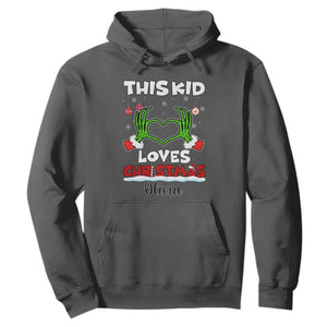 Personalized Funny Christmas Lover Hoodie Custom Kids Name Skeleton Hand Heart TS02 Dark Heather Print Your Wear